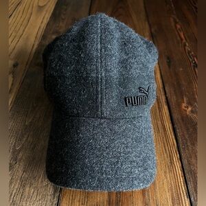 PUMA • grey wool blend baseball cap FlexFit hat small/medium natural core casual